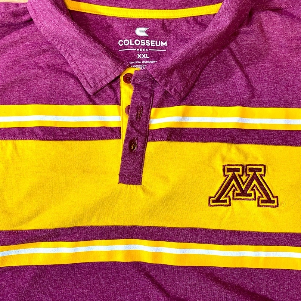 University of Minnesota Men’s Colosseum 3 Button Polo Embroidered Logo XXL - Picture 2 of 4